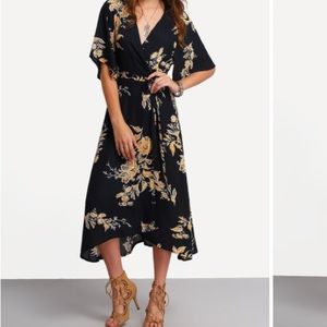 Surplice Front Floral Wrap Dress New